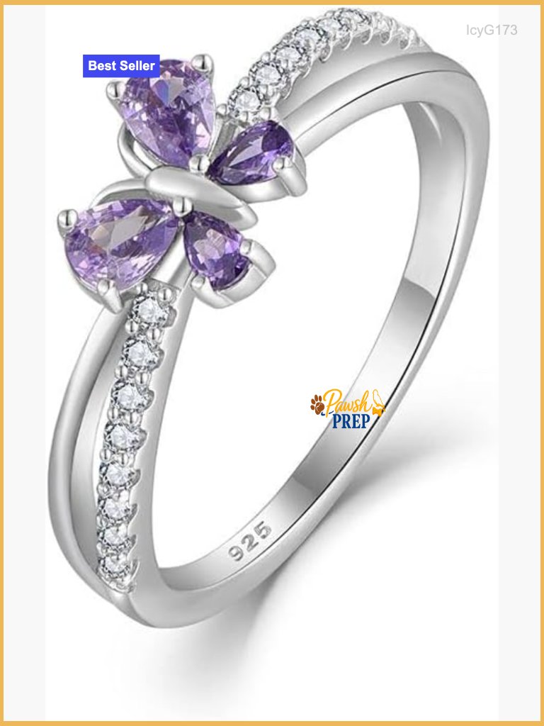 Sterling Silver Butterfly Birthstone Ring Size 6-11 Promise Engagement Jewelry